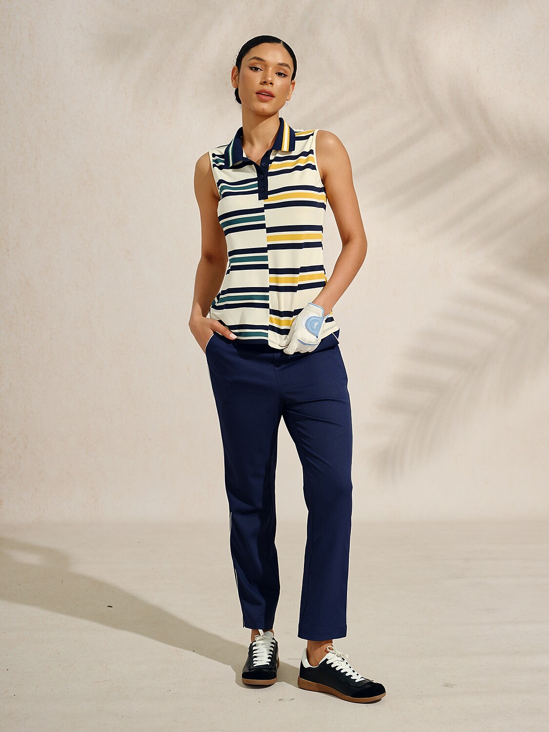 Classic Contrast Sleeveless Golf Polo Shirt