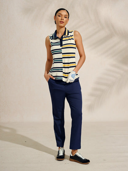 Classic Contrast Sleeveless Golf Polo Shirt