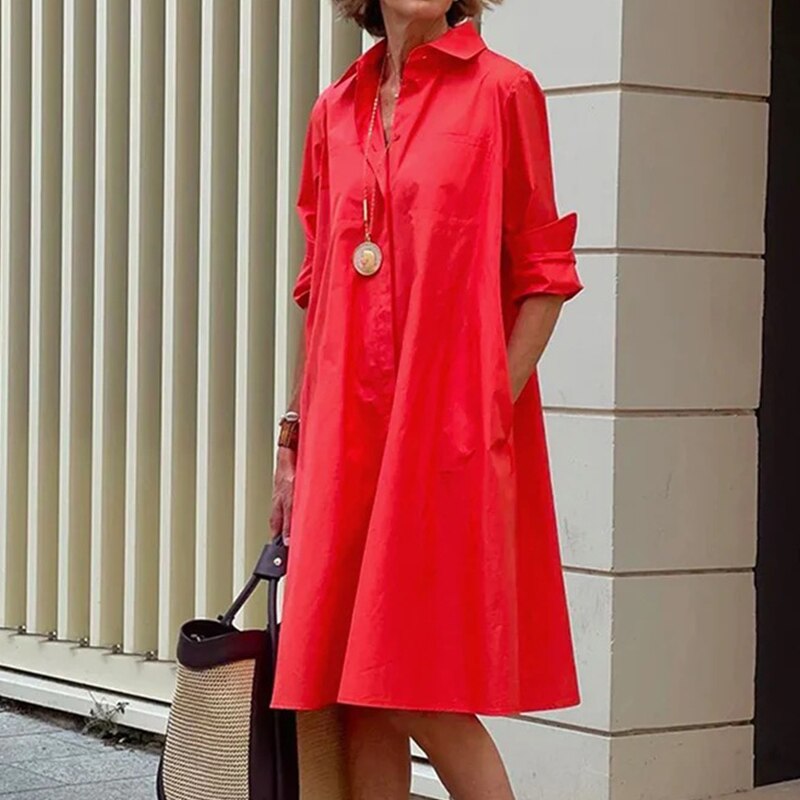 Relaxed Fit Ladies Collar Dress