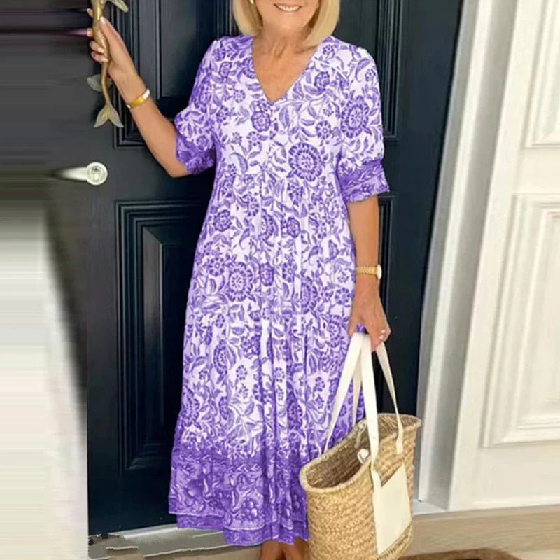 Chic Floral V-Neck Summer Dress