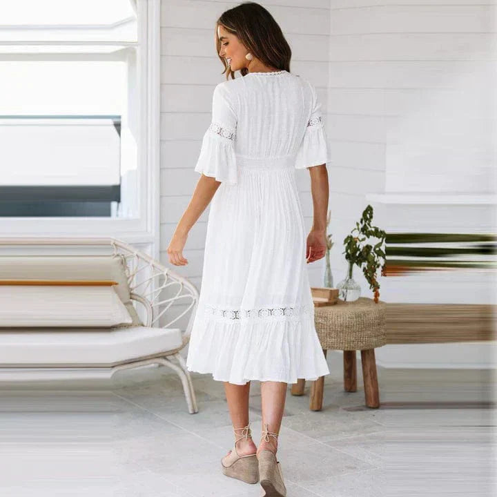 Ladies Loose Fit V Neck Summer Maxi Dress