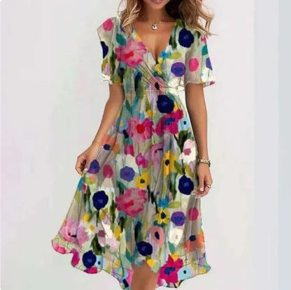 Variant image for Annegret Women's V-Neck Dress - Elegant Silhouette, Versatile Style-19