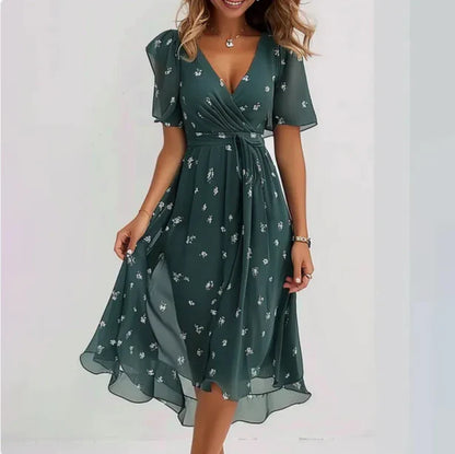 Variant image for Annegret Women's V-Neck Dress - Elegant Silhouette, Versatile Style-1