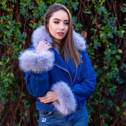 Willow | Faux fur collar denim jacket