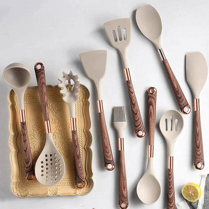 Durable 10pc Kitchen Tool Set with Wooden Handles