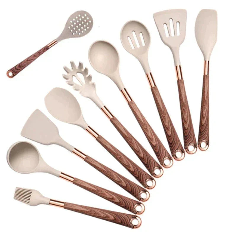 Durable 10pc Kitchen Tool Set with Wooden Handles