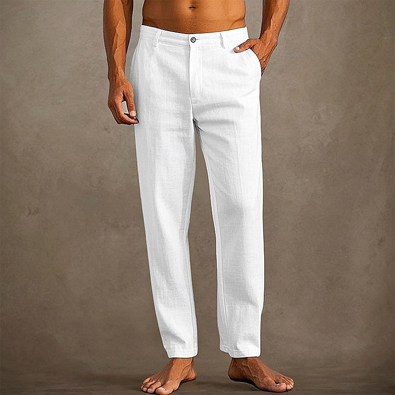 Lightweight Linen Pants for Men Straight Leg Casual Style