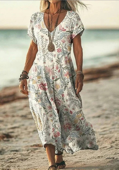 Pretty Flower Knee Length Dress - Luxivelle