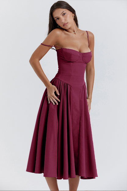 Billie | Sleeveless midi dress with corset cut