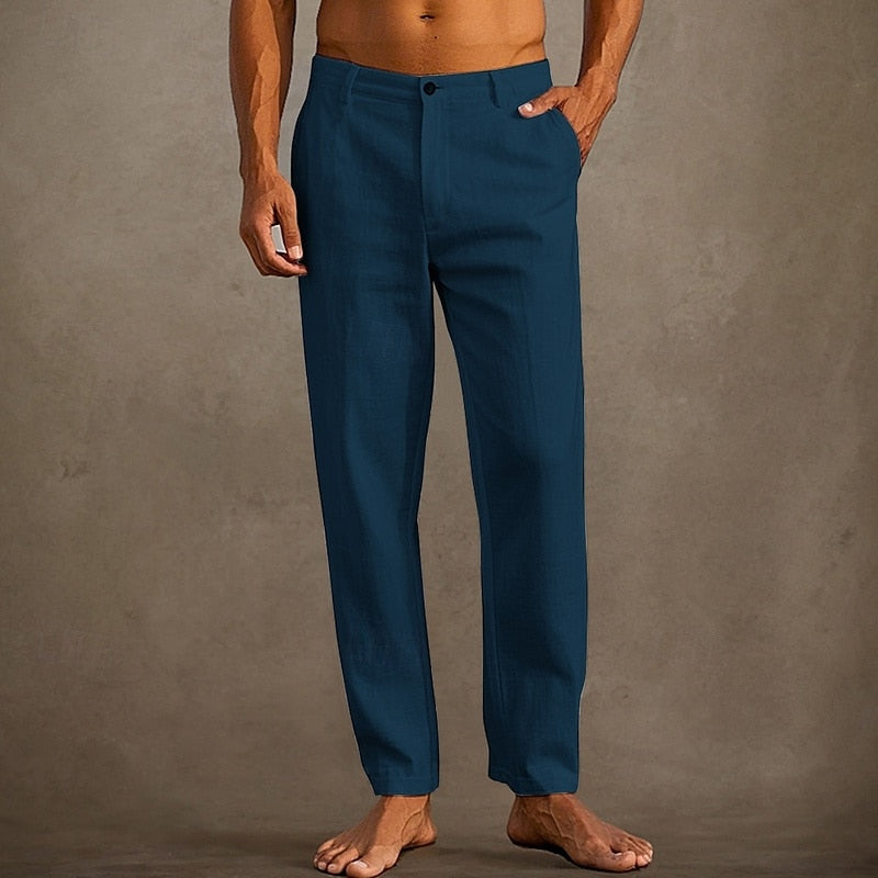 Lightweight Linen Pants for Men Straight Leg Casual Style
