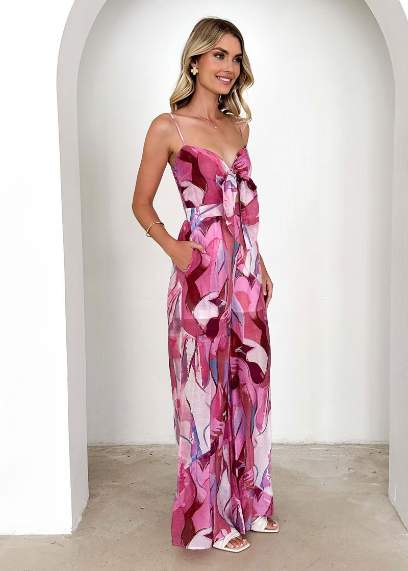 Fashionable Floral Strap Maxi Dress