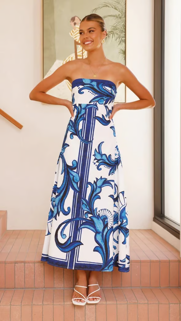 Retro Floral Maxi Summer Dress - Luxivelle