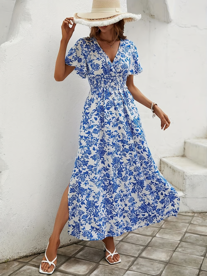Relaxed Fit V-Neck Summer Beach Dress