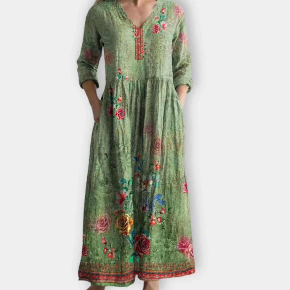 Casual Fit Floral Bohemian Maxi Dress - Luxivelle