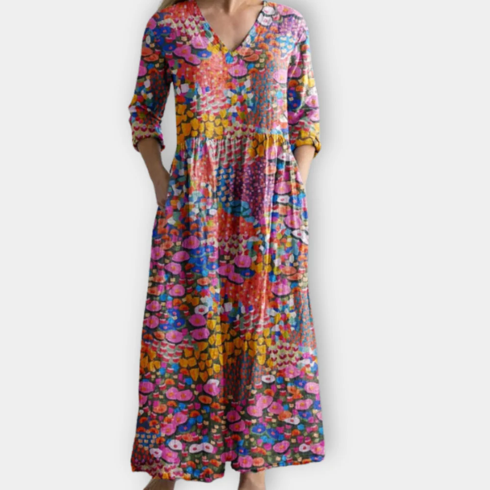 Beautiful Loose Fit Floral Maxi Dress - Luxivelle