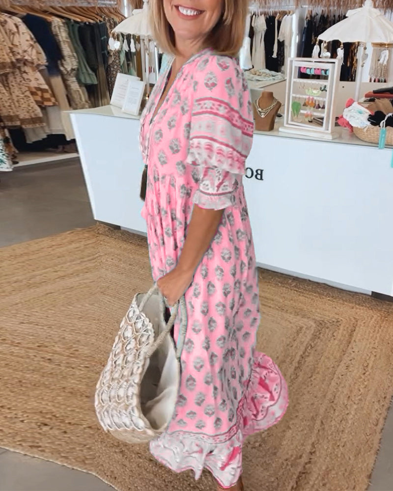 Loose Fit Floral Maxi Dress Comfortable Cotton Sundress