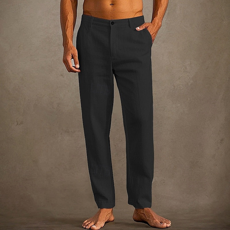 Lightweight Linen Pants for Men Straight Leg Casual Style