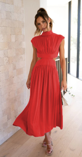 Elegant Long Dress with Cut Out Detail for Ladies