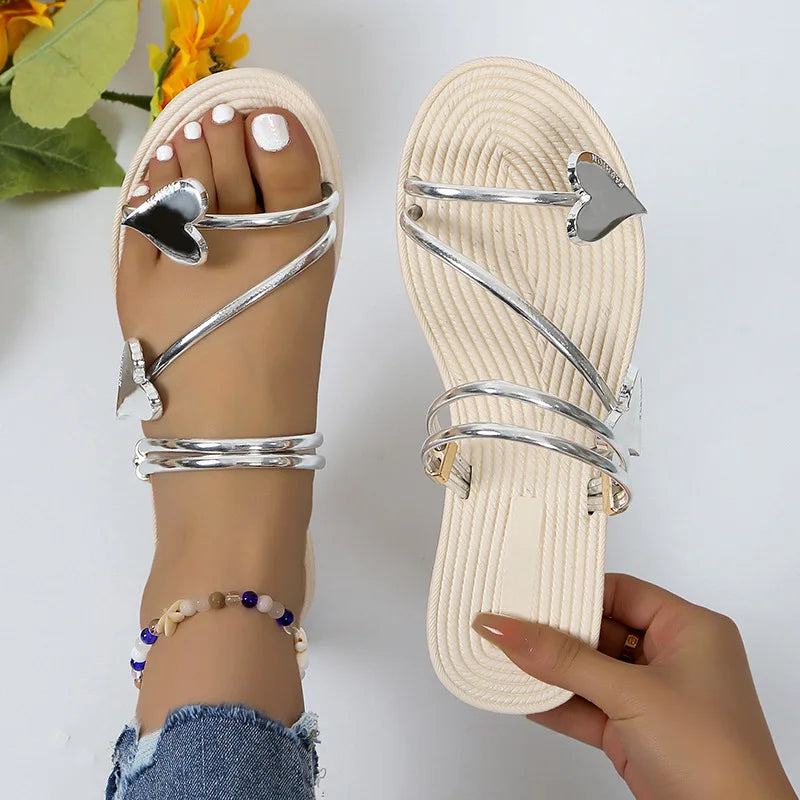 Sparkly Jewel Flat Summer Sandals - Luxivelle