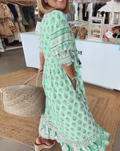 Loose Fit Floral Maxi Dress Comfortable Cotton Sundress