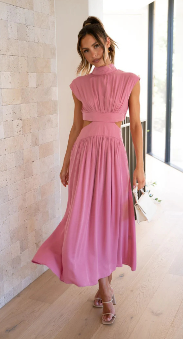Elegant Long Dress with Cut Out Detail for Ladies