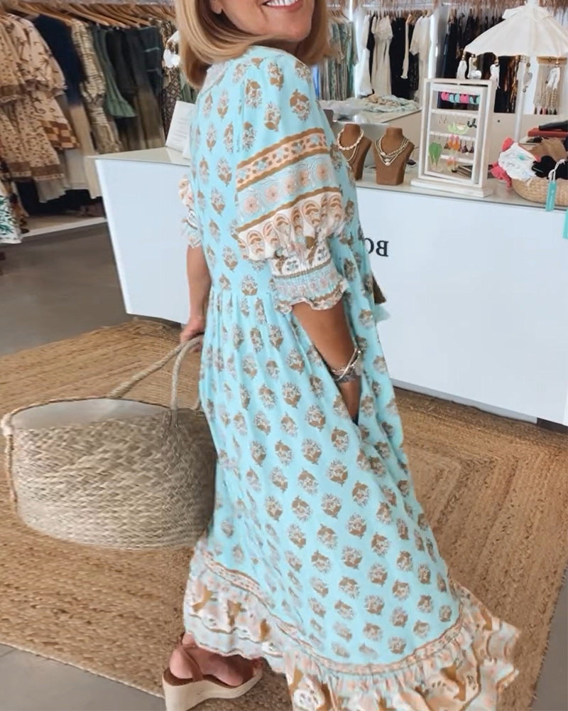 Loose Fit Floral Maxi Dress Comfortable Cotton Sundress