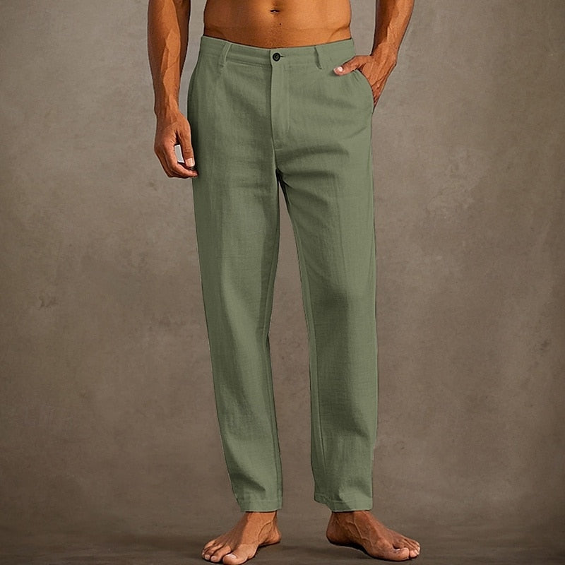 Lightweight Linen Pants for Men Straight Leg Casual Style