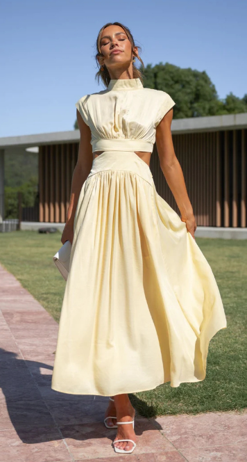 Elegant Long Dress with Cut Out Detail for Ladies
