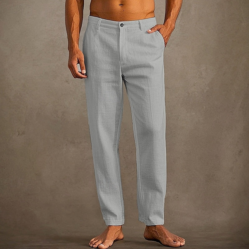 Lightweight Linen Pants for Men Straight Leg Casual Style