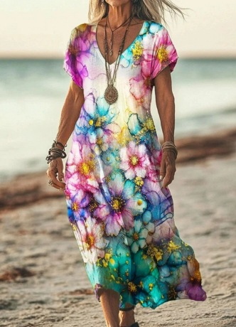 Pretty Flower Knee Length Dress