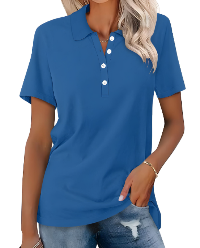 Stella | Women's Polo Shirt - Elegant White & Black Options, Sizes XS-2XL-3