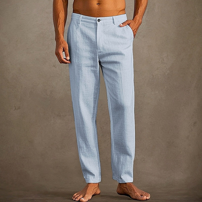 Lightweight Linen Pants for Men Straight Leg Casual Style