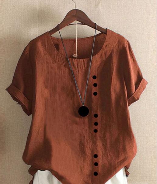 Relaxed Fit Cotton Short Sleeve Tunic Shirt