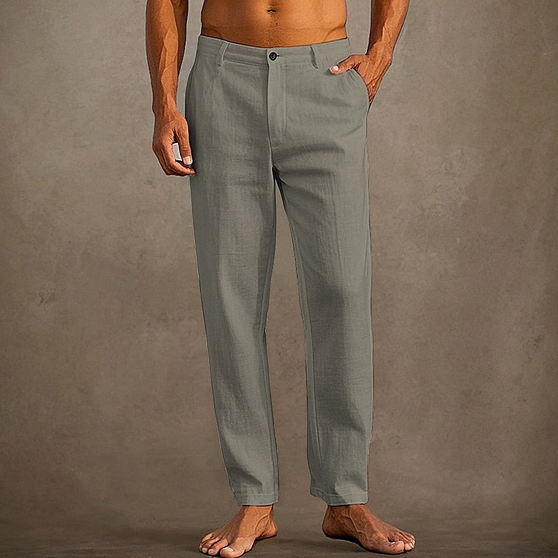Lightweight Linen Pants for Men Straight Leg Casual Style