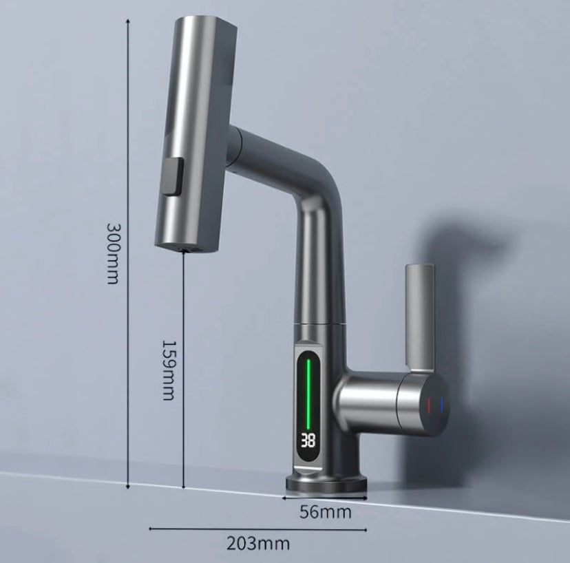 Flexible LED Faucet with 360° Swivel and Spray Nozzle