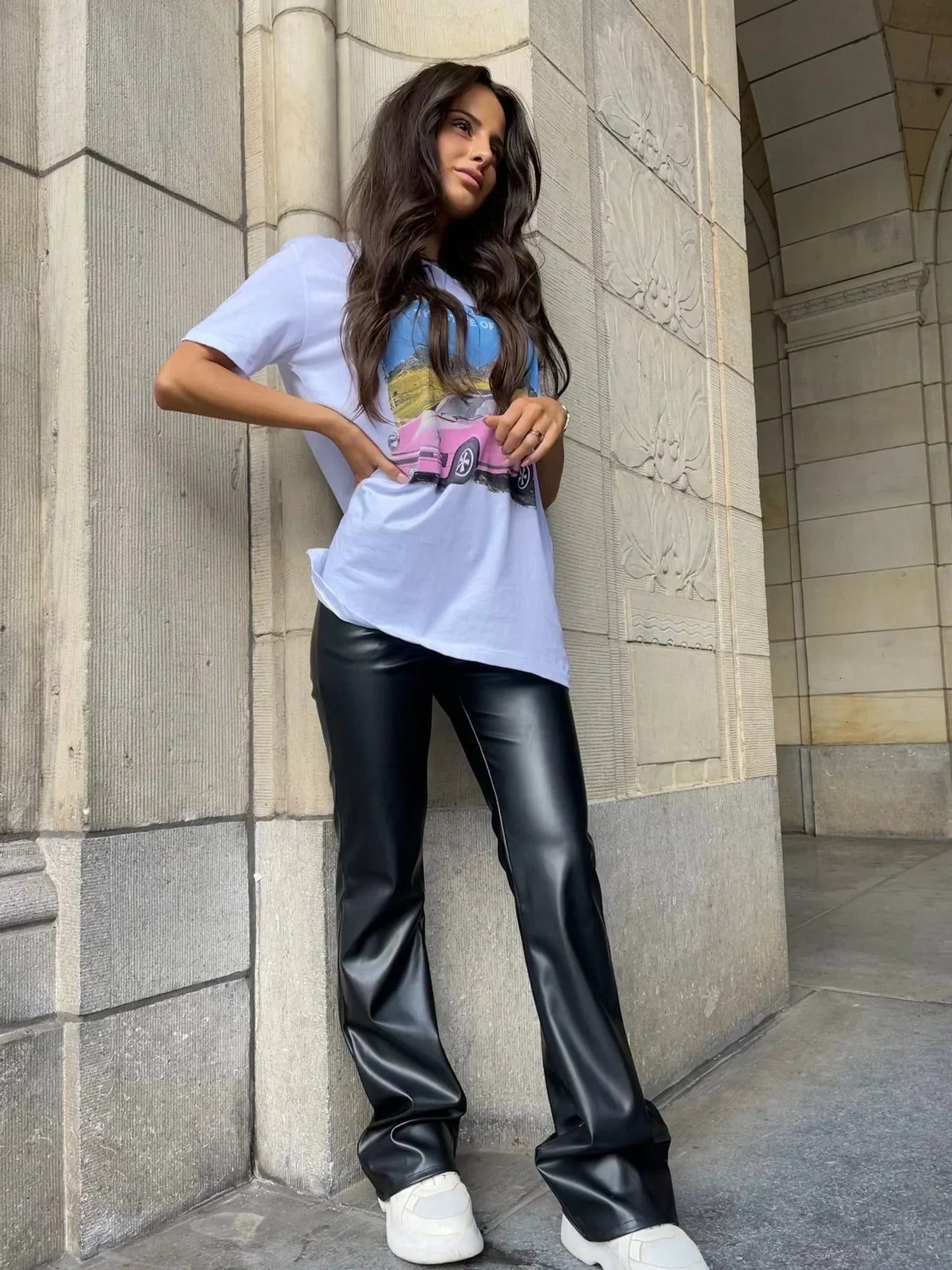Vegan Leather Wide Leg Pants