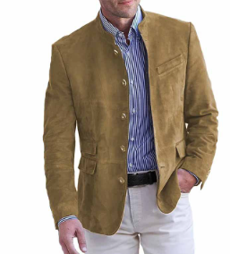 Slim Fit Mandarin Collar Mens Blazer Jacket