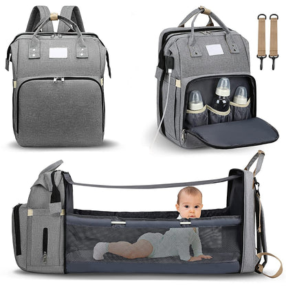 Practical Baby Changing Bag with Portable Bed & USB Charger - Luxivelle