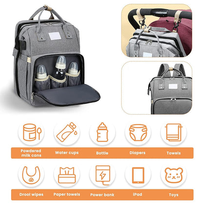Practical Baby Changing Bag with Portable Bed & USB Charger