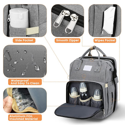 Practical Baby Changing Bag with Portable Bed & USB Charger