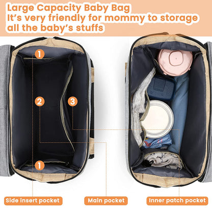 Practical Baby Changing Bag with Portable Bed & USB Charger