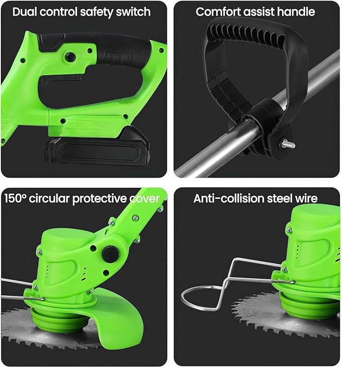 Wireless 24V Yard Trimmer with Comfort Grip and Safety Guard