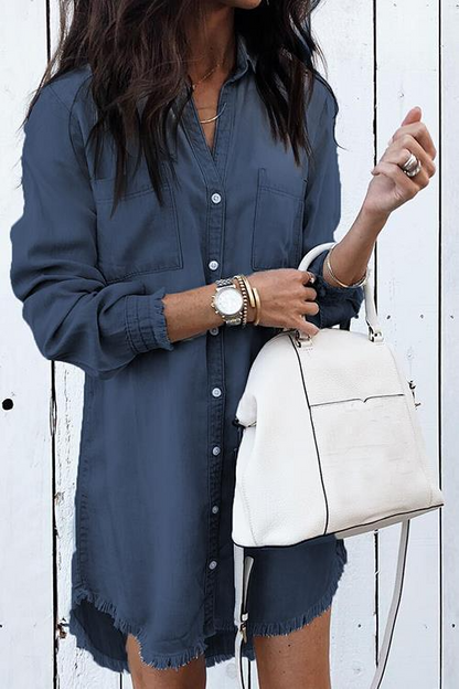 Fitted Casual Jean Summer Dress - Luxivelle