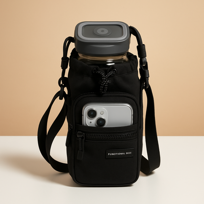 Women's insulated crossbody bottle bag with eco-friendly material, perfect for keeping drinks cool during outdoor adventures.