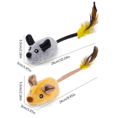 "Interactive cat toy mimics erratic mouse movements, brown and gray durable design for active feline play and exercise."