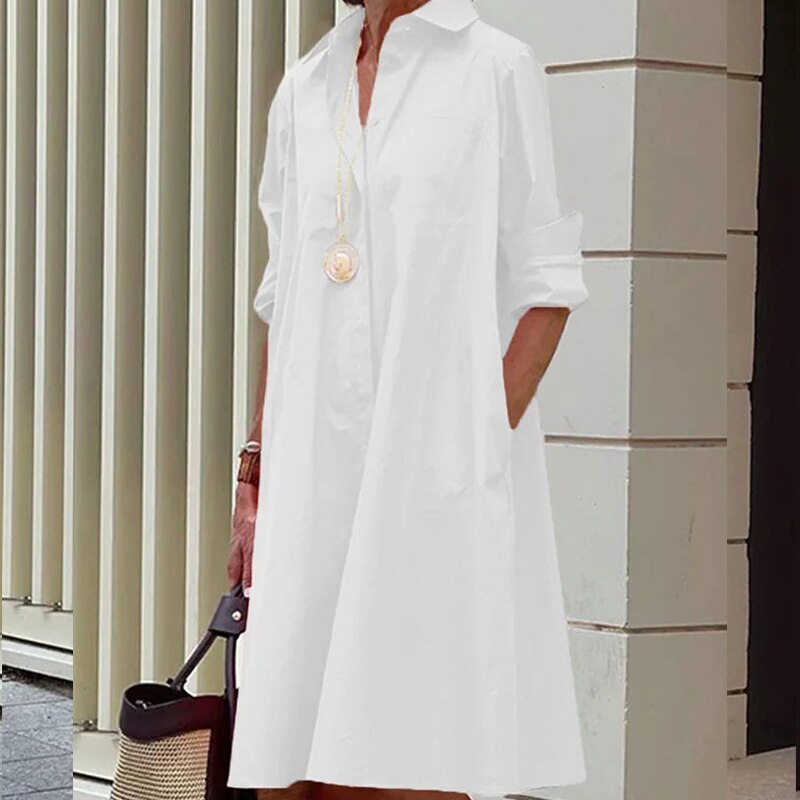 Relaxed Fit Ladies Collar Dress