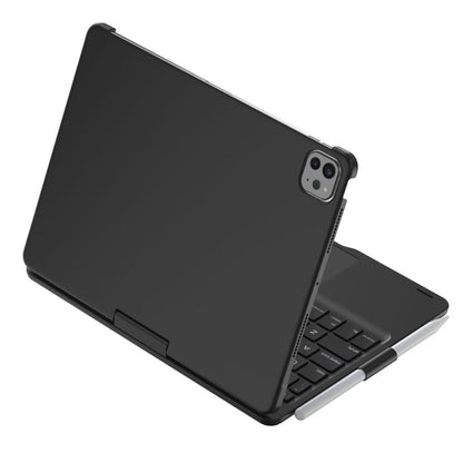 iPad Keyboard Case with backlit keys and trackpad, sleek design, drop-resistant shell, enhances functionality and protection.