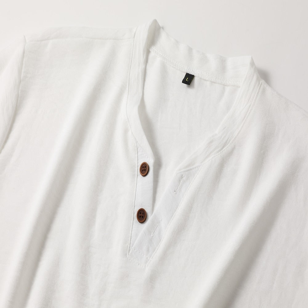 Men's Breathable Relaxed Fit V-Neck Casual Shirt - Luxivelle