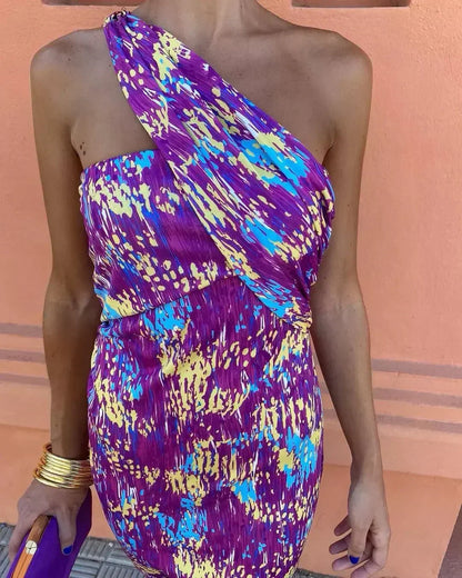 Chic One Shoulder Evening Dress