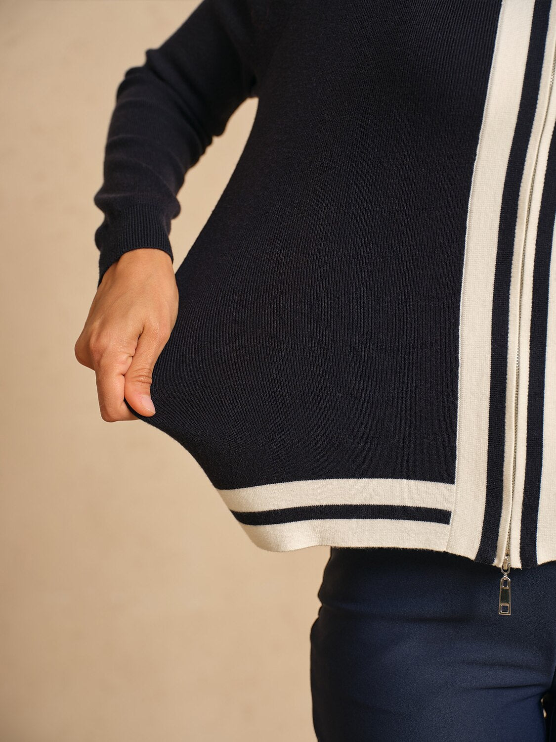 Classic Golf Stripe Full Zip Sweater